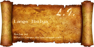 Lange Ibolya névjegykártya